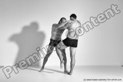 Underwear Martial art Man - Man White Moving poses Athletic Short Brown Dynamic poses Academic